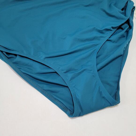 Anne Cole Plus Size High-Waist Shirred Bikini Bottoms Deep Sea Blue NWT US 24W - Picture 7 of 10